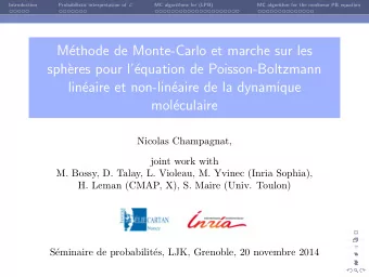 M  ethode de Monte-Carlo et marche sur les  sph`  eres pour l  equation de Poisson-Boltzmann