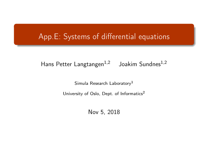 app e systems of differential equations