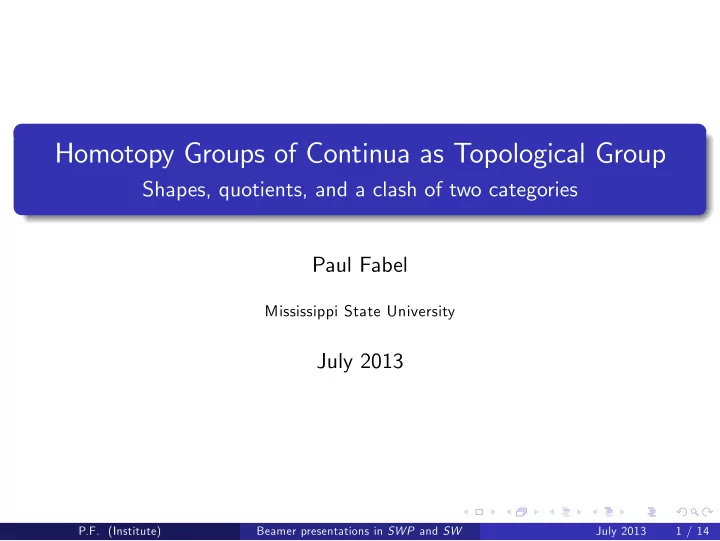homotopy groups of continua as topological group