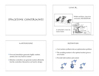 Spacetime constraints  A cartoonists view, by  Laura Green  Motivations  Definition  Cast motion