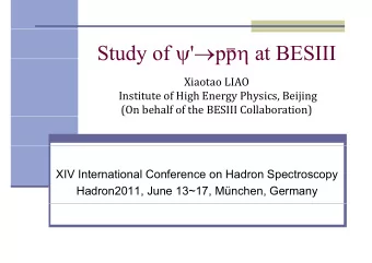 Study of  '  pp  at BESIII Study of   pp  at BESIII    Xiaotao LIAO  Institute of