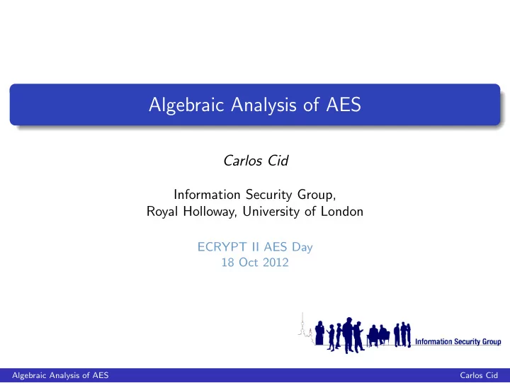 algebraic analysis of aes