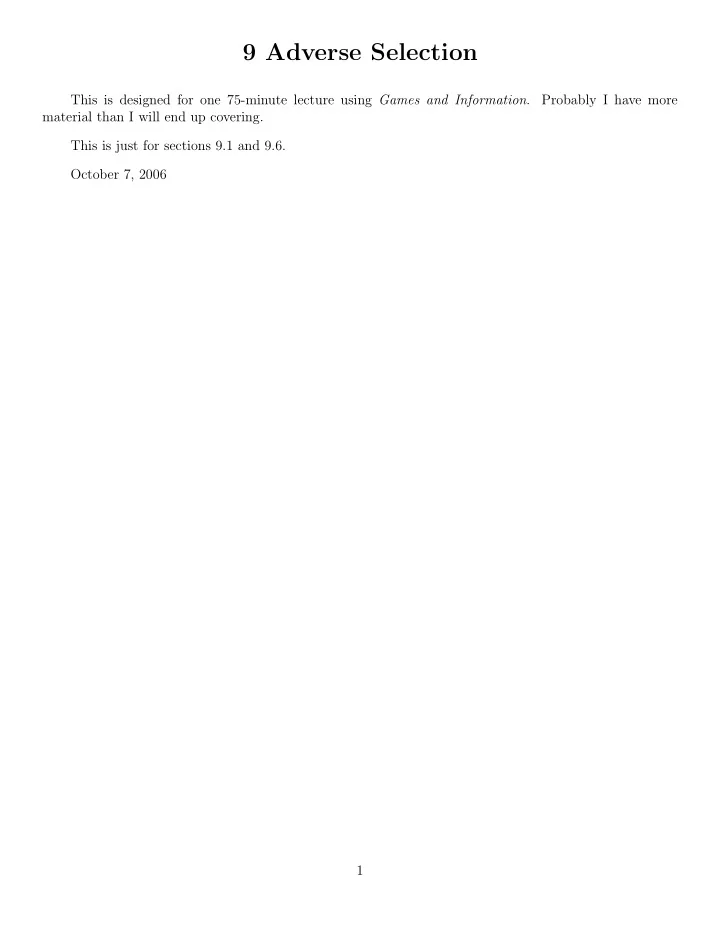 9 adverse selection