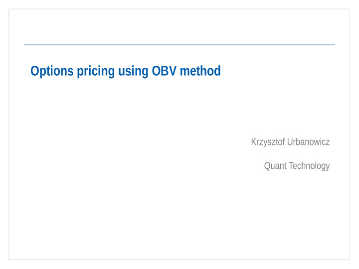 options pricing using obv method