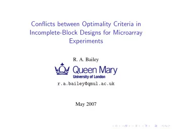 Conflicts between Optimality Criteria in  Incomplete-Block Designs for Microarray  Experiments  R.