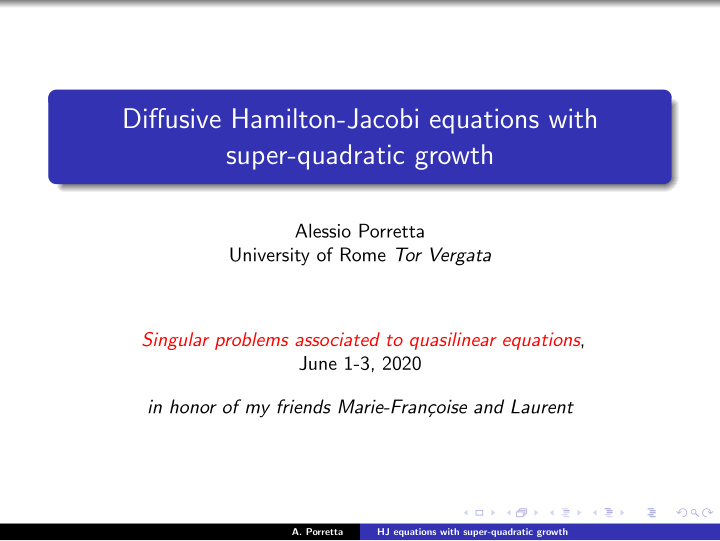 diffusive hamilton jacobi equations with super quadratic