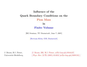 Influence of the  Quark Boundary Conditions on the  Pion Mass  in  Finite Volume  [RG Seminar, TU