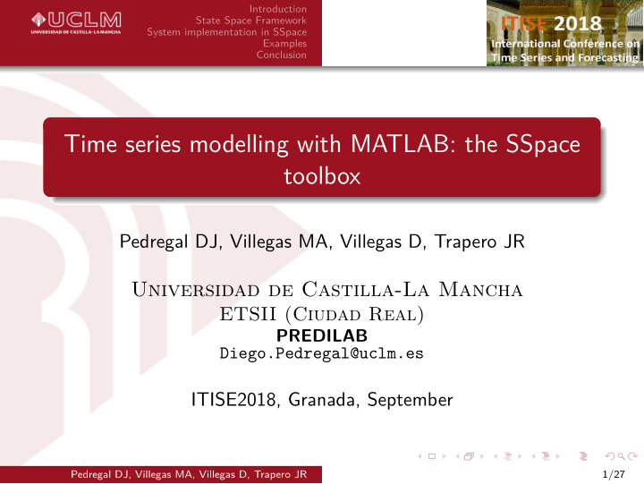 time series modelling with matlab the sspace toolbox