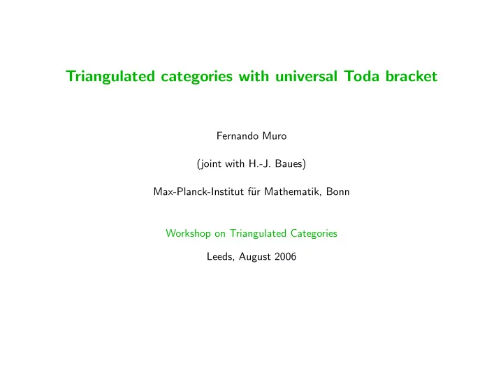 triangulated categories with universal toda bracket