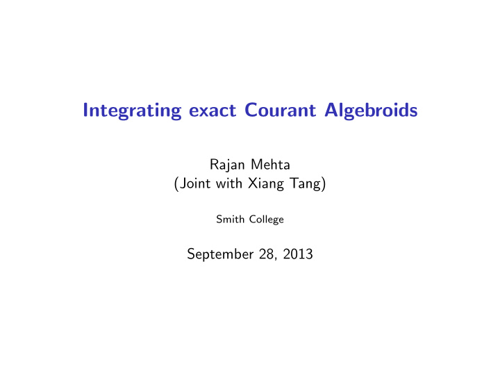 integrating exact courant algebroids
