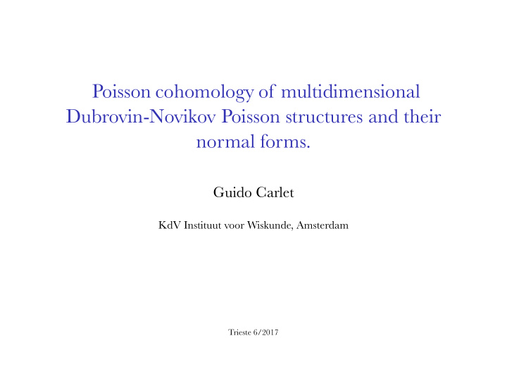 poisson cohomology of multidimensional dubrovin novikov
