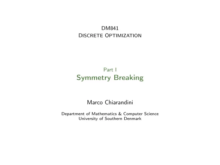 symmetry breaking