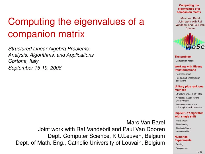 computing the eigenvalues of a