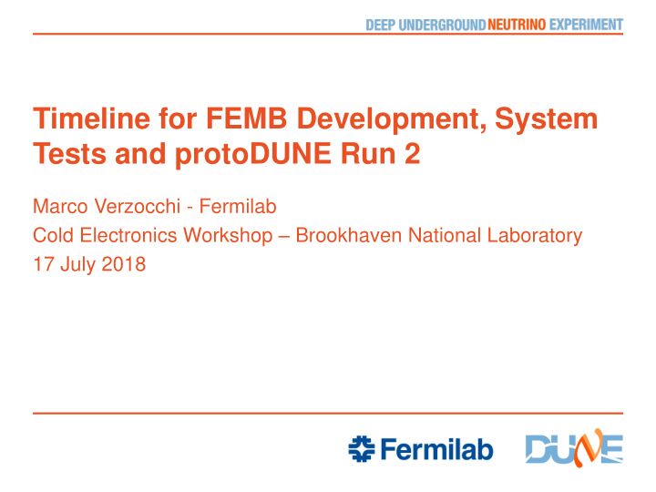timeline for femb development system