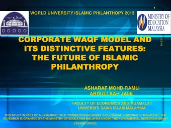 CORPORATE WAQF  CORPORATE  WAQF MODEL  MODEL AND  AND  12/8/2016  ITS DISTINCTI  ITS DISTINCTIVE