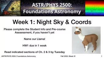Week 1: Night Sky &amp; Coords  Please complete the Student Info and Pre-course  Asssessment, if