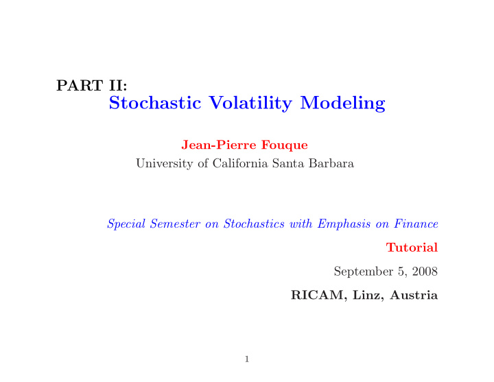 stochastic volatility modeling