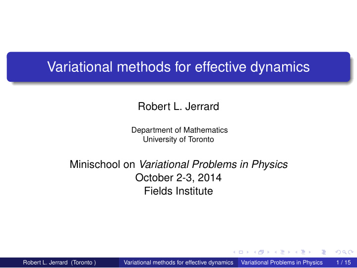 variational methods for effective dynamics