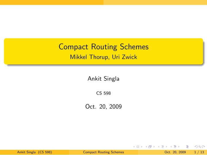 compact routing schemes