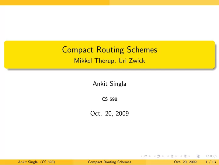 compact routing schemes
