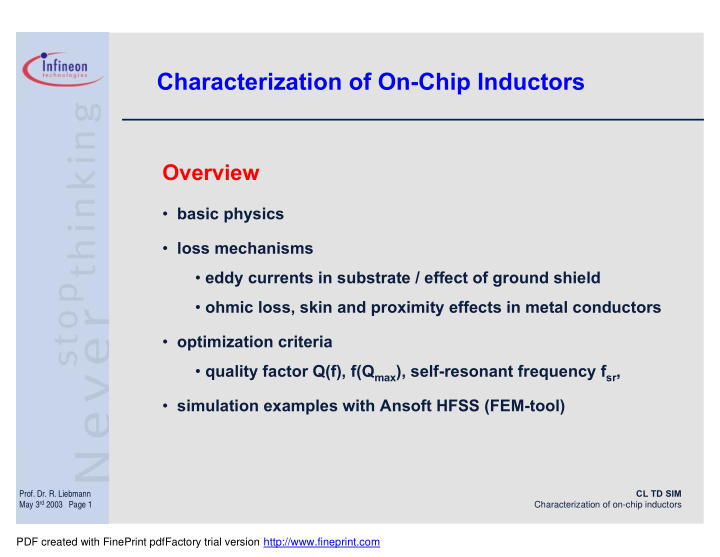 characterization of on chip inductors