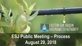 ESJ Public Meeting  Process  August 29, 2018  Major Tasks and Timeline  GSP Development Tasks