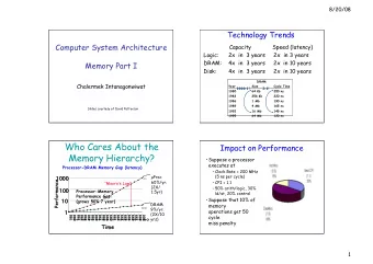 Who Cares About the  Impact on Performance  Memory Hierarchy?  Suppose a processor  executes at