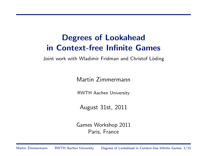 degrees of lookahead in context free infinite games