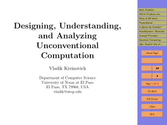 Designing, Understanding,  Is Speed Up Possible?  Parallelization: Reminder  and Analyzing  Acausal