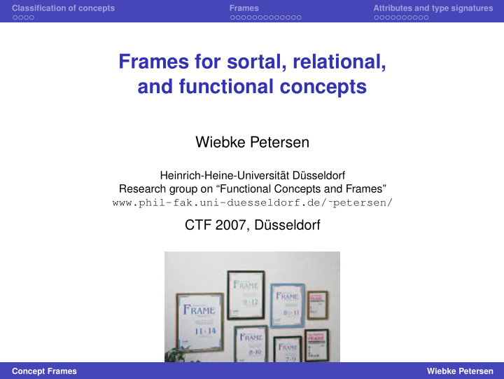 frames for sortal relational and functional concepts