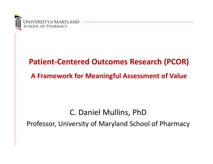 patient centered outcomes research pcor