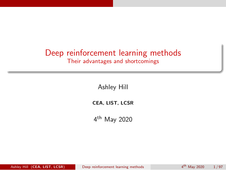 deep reinforcement learning methods