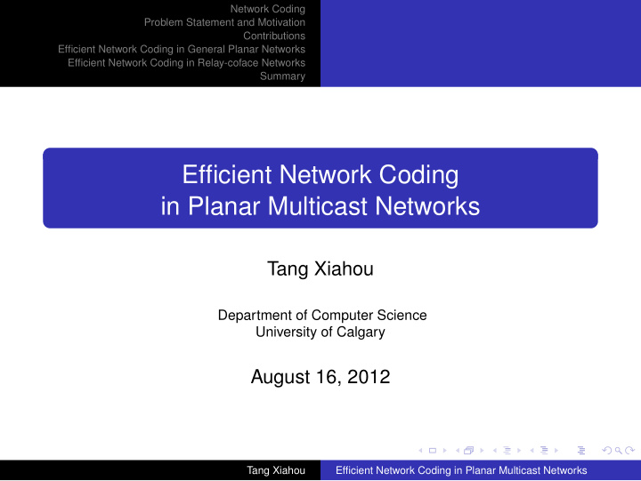 efficient network coding in planar multicast networks