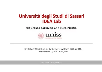 Universit degli Studi di Sassari  IDEA Lab  FRANCESCA PALUMBO AND LUCA PULINA 3 rd Italian