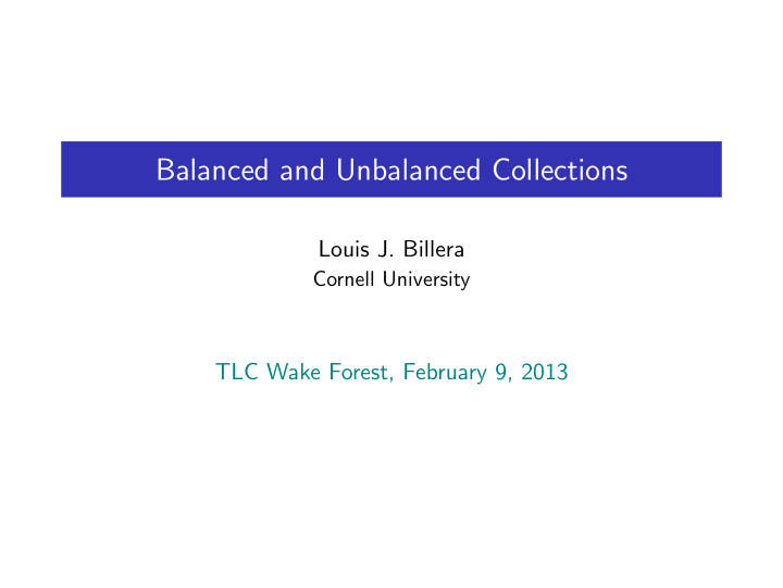 balanced and unbalanced collections