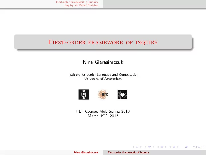 first order framework of inquiry
