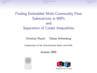 Finding Embedded Multi-Commodity Flow  Submatrices in MIPs  and  Separation of Cutset Inequalities