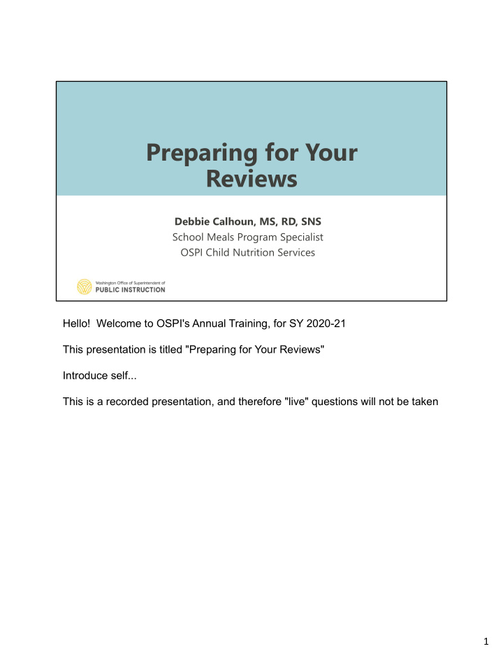preparing for your reviews