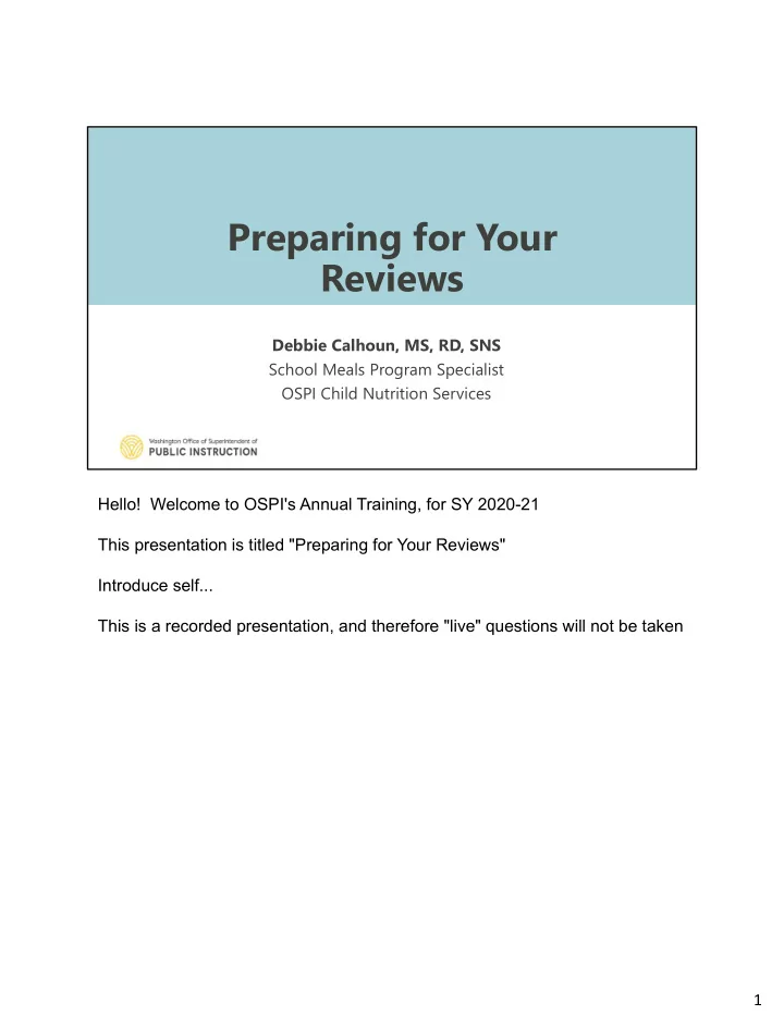 preparing for your reviews