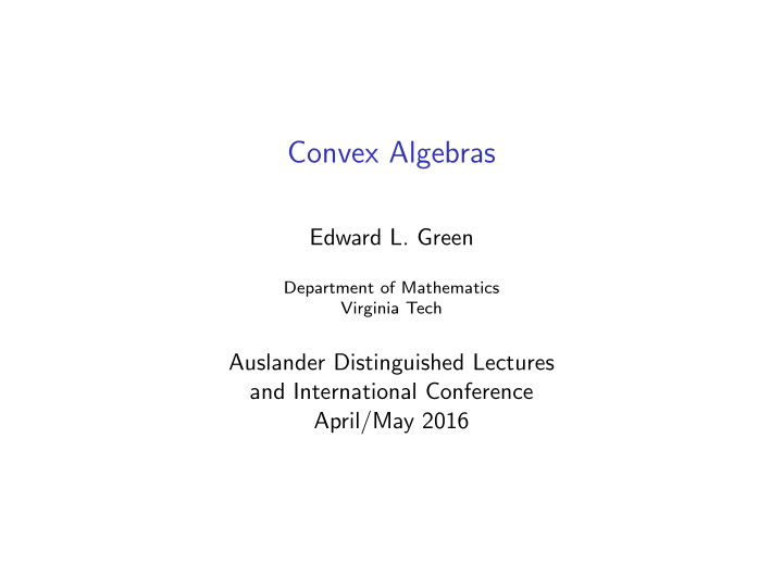 convex algebras