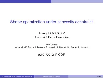 Shape optimization under convexity constraint  Jimmy LAMBOLEY  Universit Paris-Dauphine  ANR GAOS