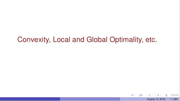 convexity local and global optimality etc