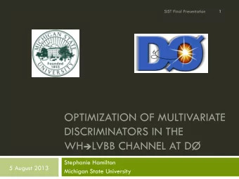 OPTIMIZATION OF MULTIVARIATE  DISCRIMINATORS IN THE WH  LVBB CHANNEL AT D  Stephanie
