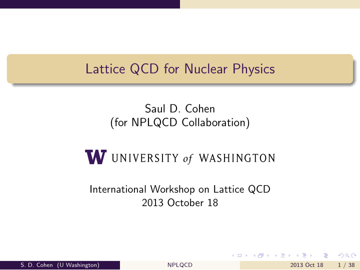 lattice qcd for nuclear physics