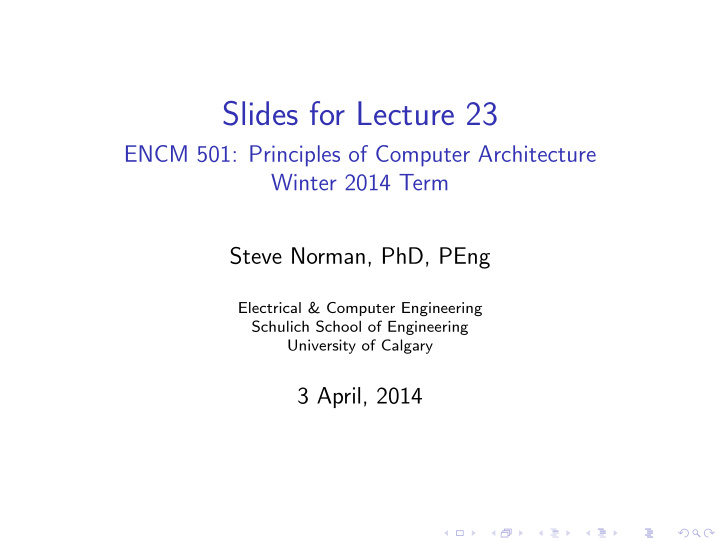 slides for lecture 23