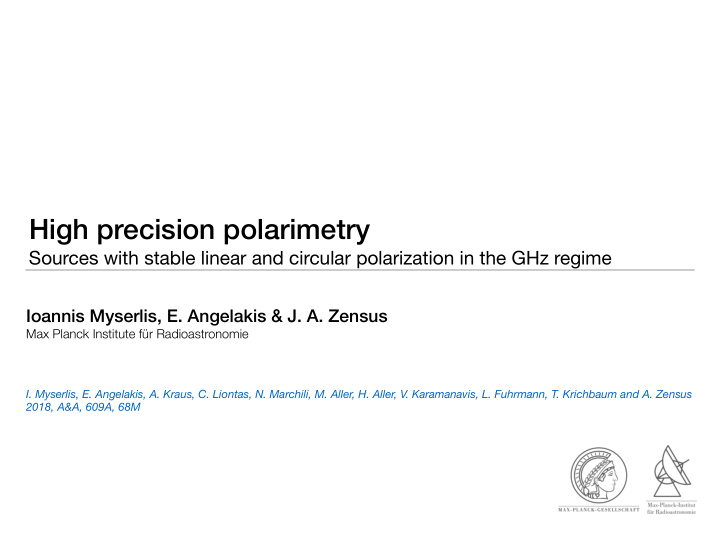 high precision polarimetry