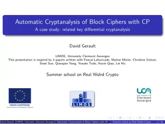 Automatic Cryptanalysis of Block Ciphers with CP  A case study: related key differential