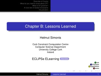 Chapter B: Lessons Learned  Helmut Simonis  Cork Constraint Computation Centre  Computer Science