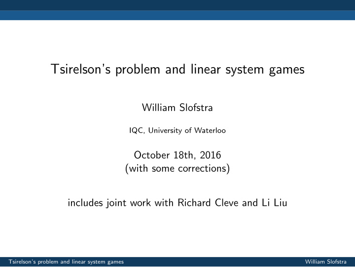 tsirelson s problem and linear system games