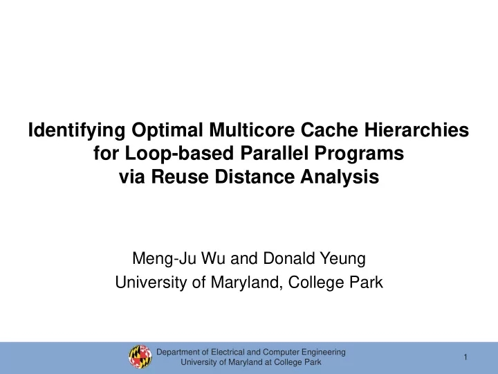 via reuse distance analysis